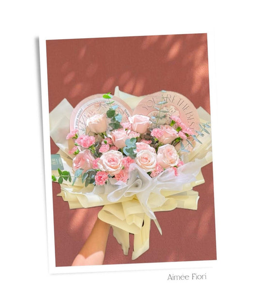 Pink carnation, rose bouquet